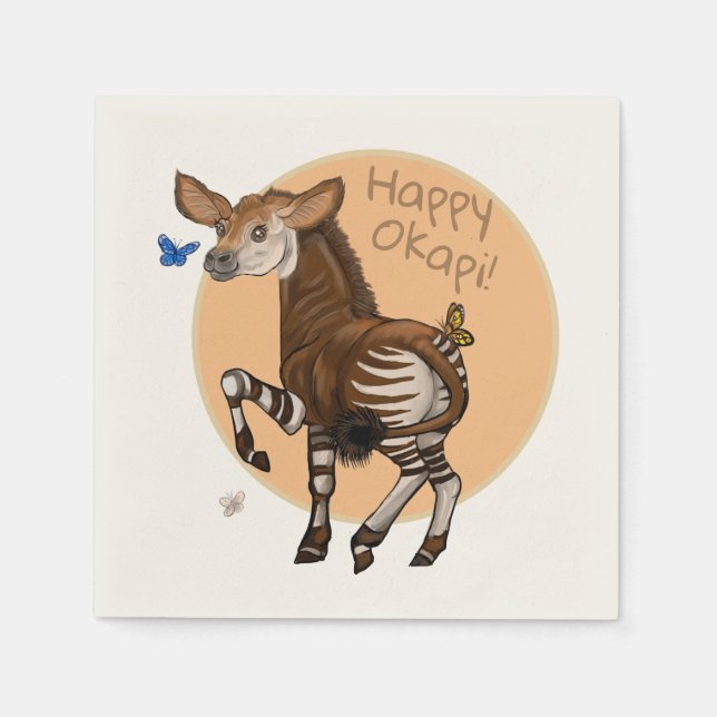 Serviette En Papier Joyeux Okapi ! (Devant)