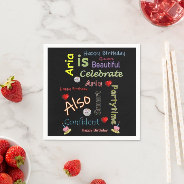 Serviette En Papier Joyeux papier d'anniversaire Aria (En situation)