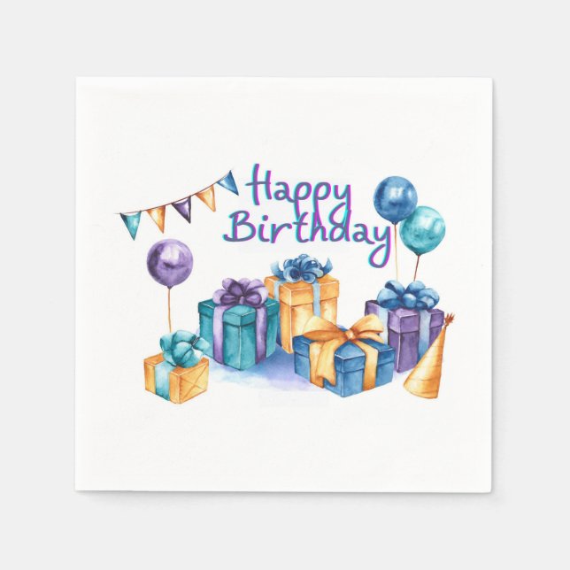 Serviette En Papier Joyeux papier d'anniversaire Napkin (Devant)
