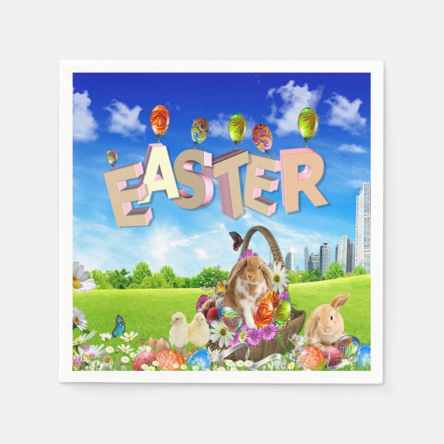 Serviette En Papier Joyeux Pâques (Devant)