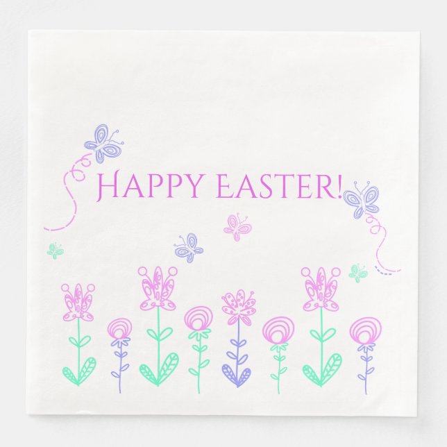 Serviette En Papier Joyeux Pâques Printemps Jardin Papier Napkins (Devant)