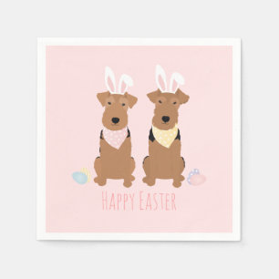 Serviette En Papier Joyeux Pâques Welsh Terriers Chiens Lapin Oreilles