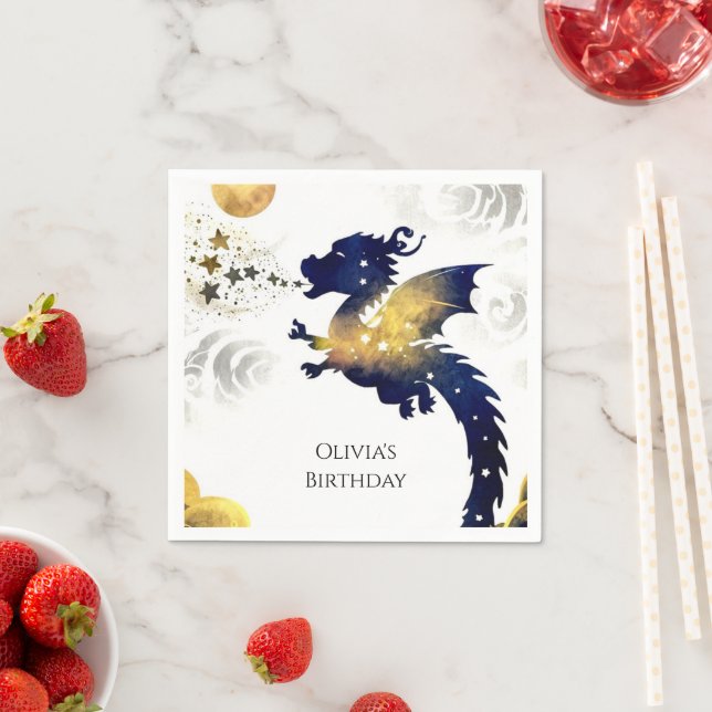 Serviette En Papier Joyeux Pastel Dragon Anniversaire (En situation)