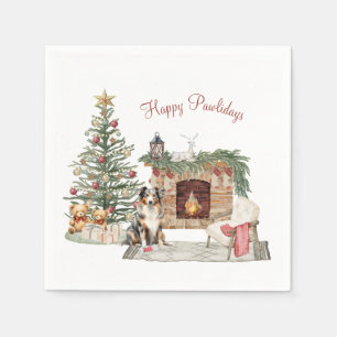 Serviette En Papier Joyeux Pawlidays Design de Chien - Berger Australi