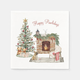 Serviette En Papier Joyeux Pawlidays Design de Chien - Bouledogue Fran
