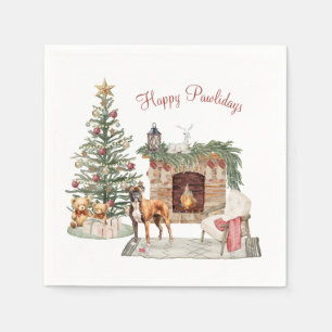Serviette En Papier Joyeux Pawlidays Design de Chien- Boxer