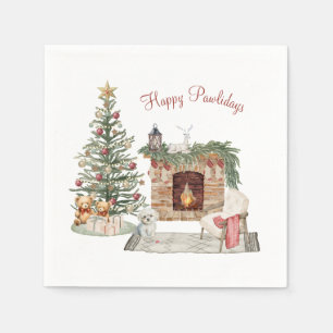 Serviette En Papier Joyeux Pawlidays Design de Chien - Maltais