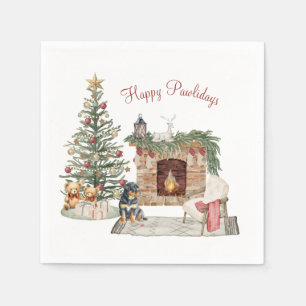 Serviette En Papier Joyeux Pawlidays Design de Chien - Rottweiler