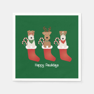 Serviette En Papier Joyeux Pawlidays Welsh Wire Fox Terrier Chiens