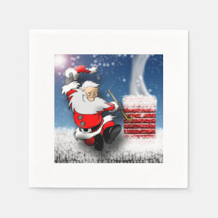 Serviette En Papier Joyeux Père Noël Danser le réveillon de Noël s
