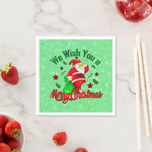 Serviette En Papier Joyeux Père Noël de Noël avec Canne Stars Sack