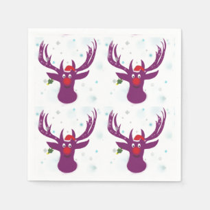 Serviette En Papier Joyeux Père Noël Deer New Year Paper Napkins