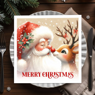 Serviette En Papier Joyeux Père Noël et napperons de Noël de Rudolph p