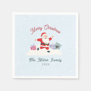 Serviette En Papier Joyeux Père Noël, Noël bleu clair