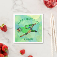 Joyeux perroquet d'anniversaire serviettes