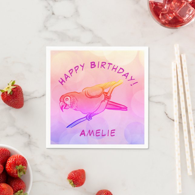 Serviette En Papier Joyeux perroquet d'anniversaire serviettes (En situation)
