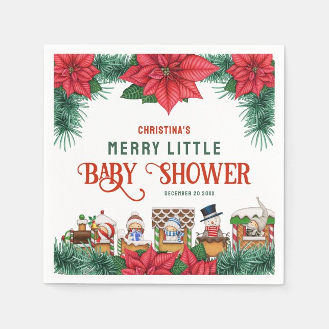 Serviette En Papier Joyeux Petit Baby shower Noël Thème hiver (Devant)