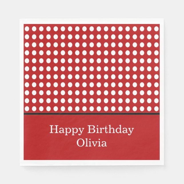 Serviette En Papier Joyeux point Polka d'anniversaire (Devant)