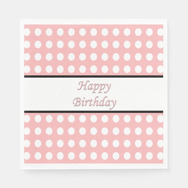 Serviette En Papier Joyeux point Polka d'anniversaire (Devant)