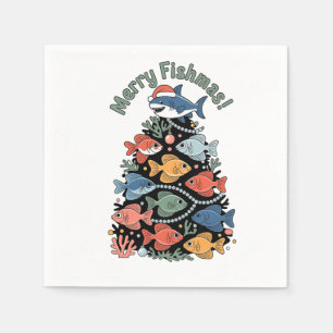 Serviette En Papier Joyeux Poissons de Noël Poisson Drôle Pêche