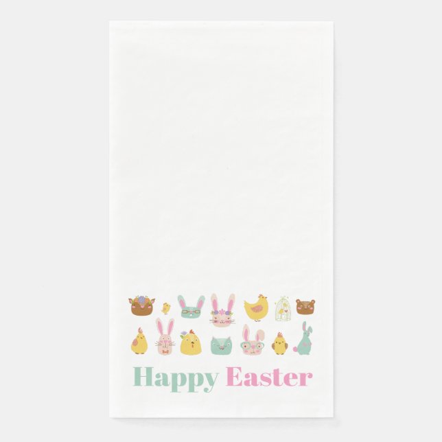 Serviette En Papier Joyeux poulet lapin de Pâques (Devant)