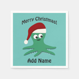 Serviette En Papier Joyeux poulpe de Noël