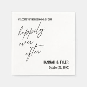 Serviette En Papier Joyeux Pour Toujours Typographie Simple Élégante