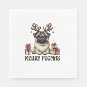 Serviette En Papier Joyeux Pugmas Joyeux Noël Drôle chien Carlin