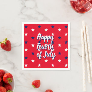 Serviette En Papier Joyeux quatrième de Juillet script rouge blanc éto