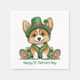 Serviette En Papier Joyeux Saint Patrick's Day Corgi Chien
