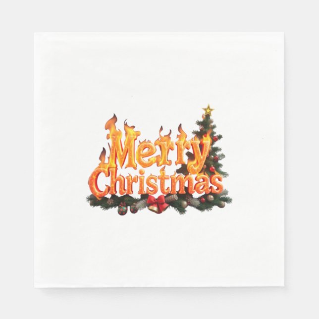 Serviette En Papier Joyeux sapin de Noël (Devant)