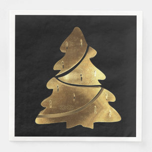 Serviette En Papier Joyeux sapin de Noël Élégant Chic Faux Gold Foil