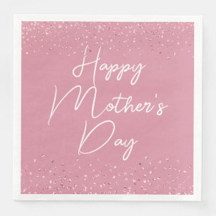 Serviette En Papier Joyeux script de la fête des mères sur rose