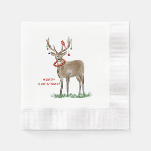 Serviette En Papier Joyeux serviettes de Noël aux cerfs