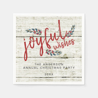 Serviette En Papier Joyeux Souhait Rustique main rouge Lettré Noël
