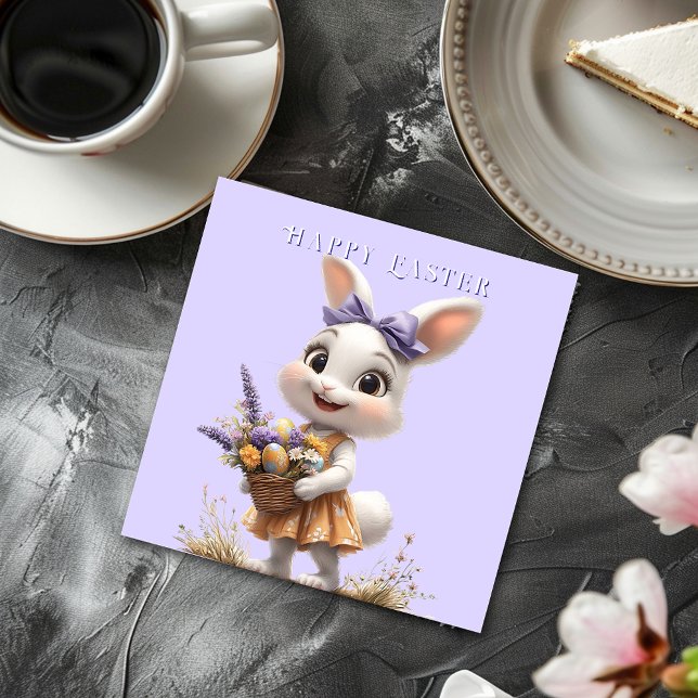Serviette En Papier Joyeux sourire oeufs de lapin de Pâques Lavender B (Créateur téléchargé)