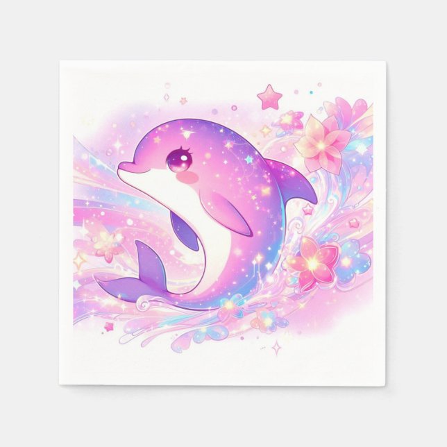 Serviette En Papier Joyeux sous le Baby shower des dauphins de mer (Devant)