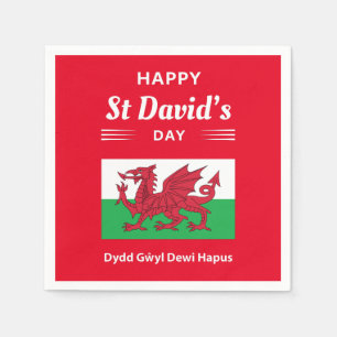 Serviette En Papier Joyeux St David's Day Dydd Gala Gallois Dewi Hapus