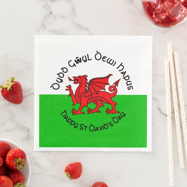 Serviette En Papier Joyeux St Davids Day en style celtique (En situation)