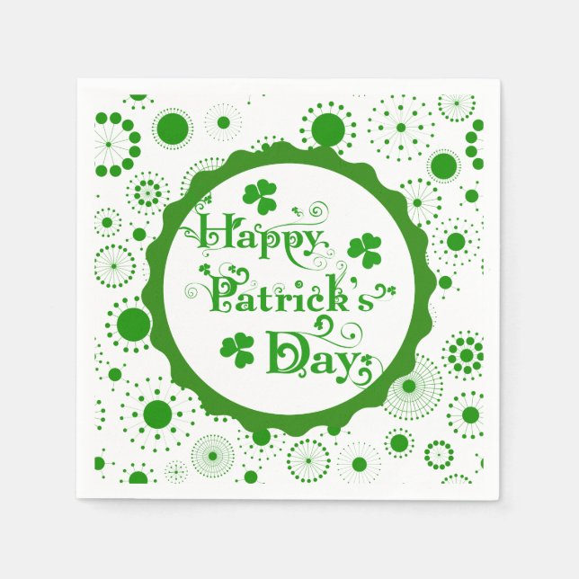 Serviette En Papier Joyeux St. Patrick's Day Floral Text Design (Devant)