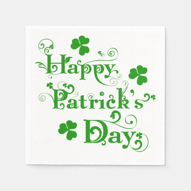 Serviette En Papier Joyeux St. Patrick's Day Floral Text Design 2b (Devant)