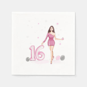 Serviette En Papier Joyeux sweet sixteen, 16ème anniversaire