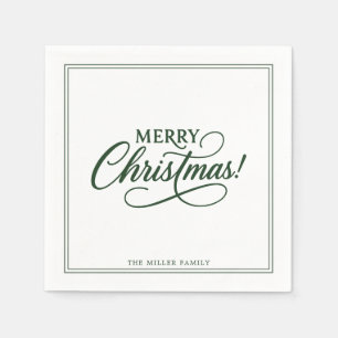 Serviette En Papier Joyeux texte vert de Noël, vacances