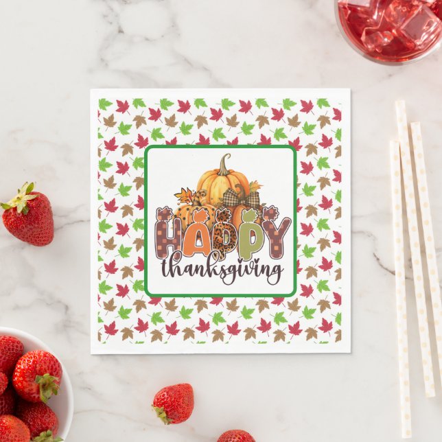 Serviette En Papier Joyeux Thanksgiving  (En situation)
