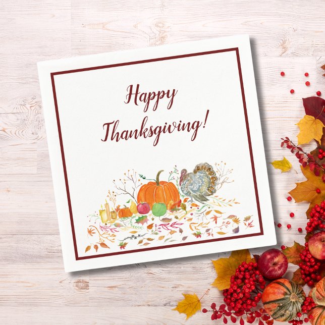 Serviette En Papier Joyeux Thanksgiving Citrouille & Dinde (Créateur téléchargé)