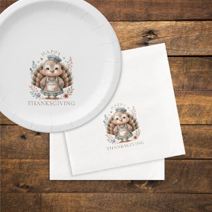 Serviette En Papier Joyeux Thanksgiving Dinde Texte personnalisé