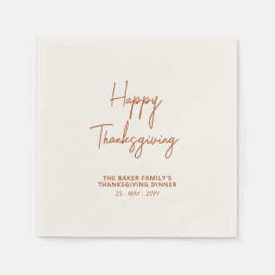 Serviette En Papier Joyeux Thanksgiving fête avec lettrage marron