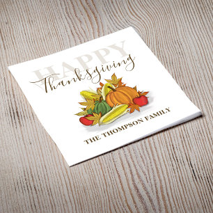 Serviette En Papier Joyeux Thanksgiving Simple Récolte D'automne Perso