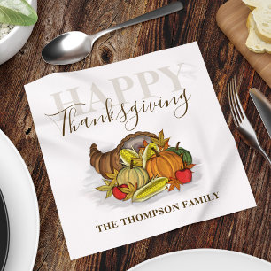 Serviette En Papier Joyeux Thanksgiving Simple Récolte d'Automne Perso