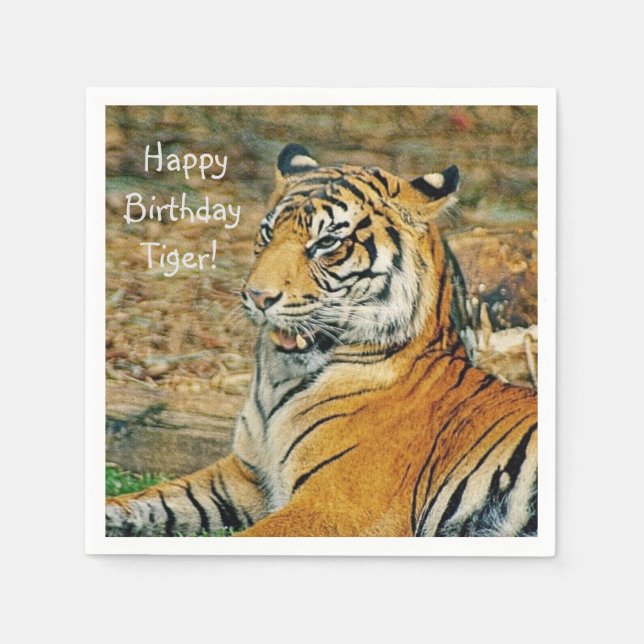 Serviette En Papier Joyeux tigre d'anniversaire (Devant)